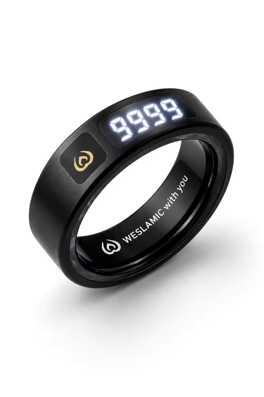 KELVIOR Smart Zikr Ring beside a phone using Bluetooth